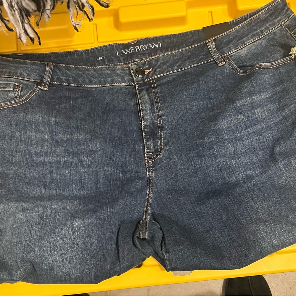 Lane Bryant Blue crop Denim Jeans with side ruffles